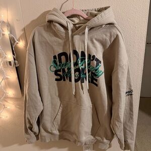 DonSmoke Hoodie XL Beige “Sorry Baby I Don’t Smoke” Graphic Pullover Streetwear